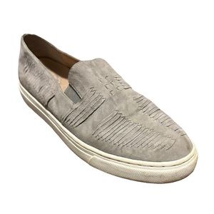 VINCE CAMUTO Light Gray Suede Slip On Comfortable Cut Out Loafer Shoe-Size 7